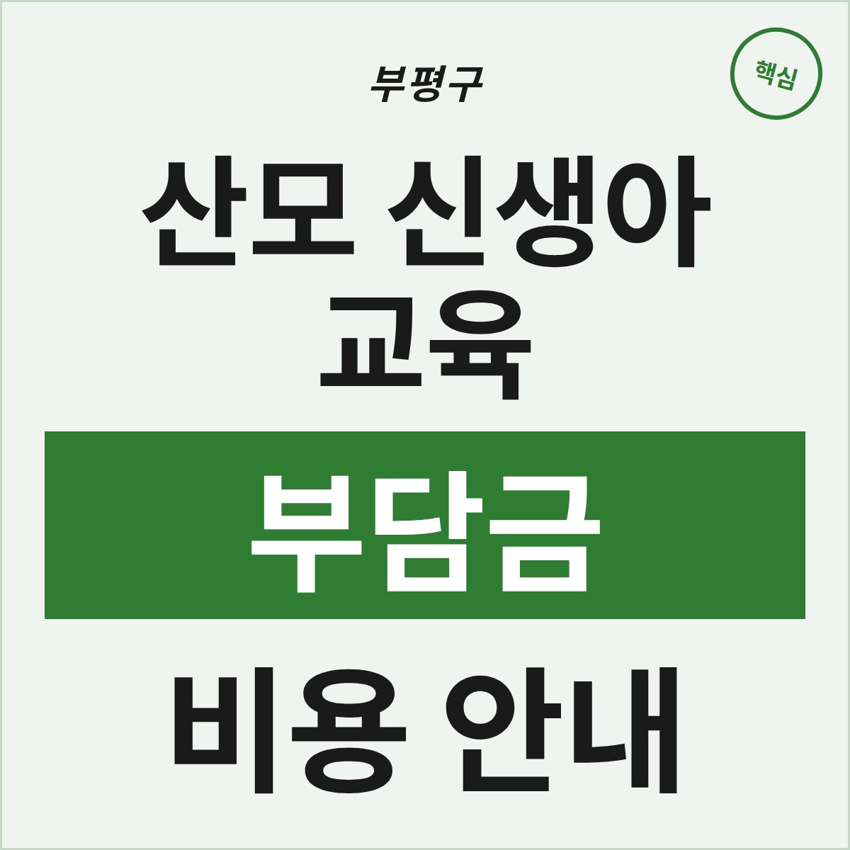 부평구 산모 신생아 교육, 본인 부담금 실제 얼마일까?